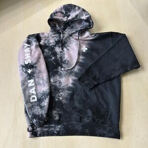 Dan + Shay Hoodie Mens Medium Black Pink Fleece Pullover Tie Dye Tour Sweatshirt